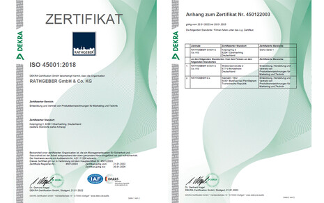Neue Zertifizierung DIN EN ISO 45001:2018 | © RATHGEBER GmbH & Co. KG
