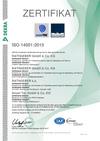 Zertifikat DIN  ISO 14001:2015