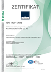 Zertifikat DIN  ISO 14001:2015