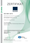 Zertifikat DIN  ISO 9001:2015